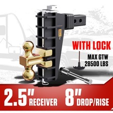 2.5 Receiver 8 Drop Towing Adjustable Trailer Hitch 28000 Lb Heavy Duty Truck 2.5 Receiver 8 Drop Towing Adjustable Trailer Hitch 28000 Lb Heavy Duty Truck