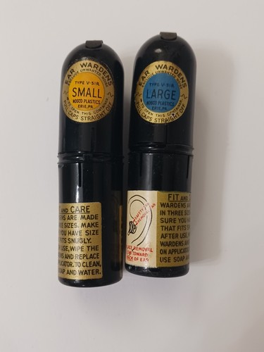 2 Pack Of USGI WWII Original Ear Warden Ear Plugs V-51R Size Small And Large NOS - Picture 1 of 11