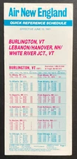 Air New England BURLINGTON, VT Timetable Effective June 15, 1981