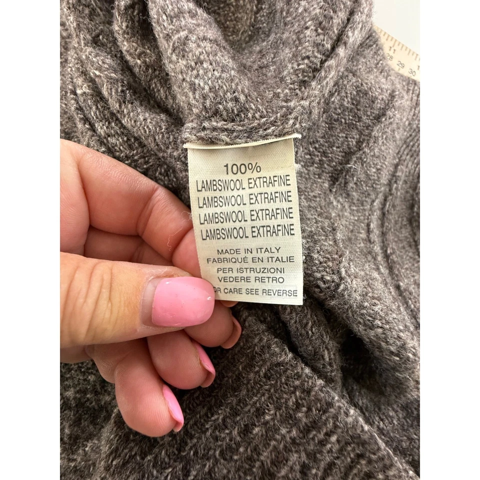 Canali Brown Cable Knit 100% Lambswool Made Italy Mens Sweater Large - Image 4 of 4