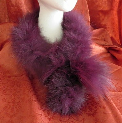 Vintage Purple Dyed Fur Collar Pull Through Scarf Fox? Fur