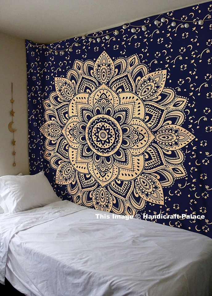 Colcha bohemia tapiz hippie colgante de pared decoración dormitorio mandala étnico indio Foto 2 de 3