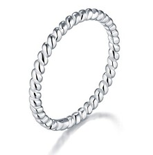 925 Sterling Silver Ring, BORUO Twisted Eternity Band Stackable Rings 2mm Siz...