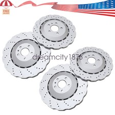 2Pairs For RS7 14-16 Front & Rear Vented Drilled Dimpled Disc Brake Rotors New