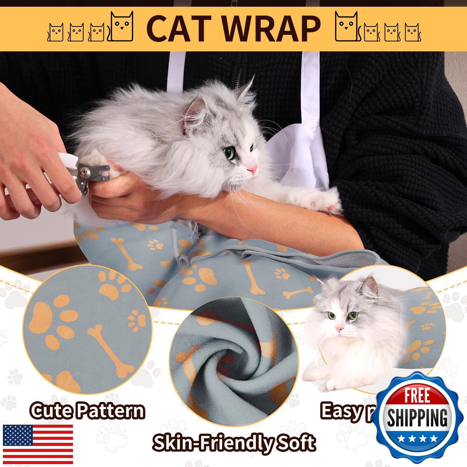 Turesmith Cat Nail Wrap XL Anti-Scratch Swaddle Restraint Animal Print