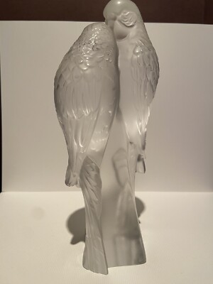 Lalique Crystal Eternal Love Two Parakeets Birds Sculpture Deux