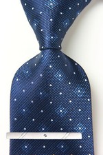 New Classic Polka Dot Blue White JACQUARD WOVEN 100 Silk Men's Necktie Tie