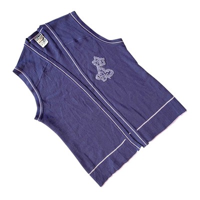 hipp hipp (West Germany) Crylor Schurwolle Rib Knit Crochet Appliqué Vest : M