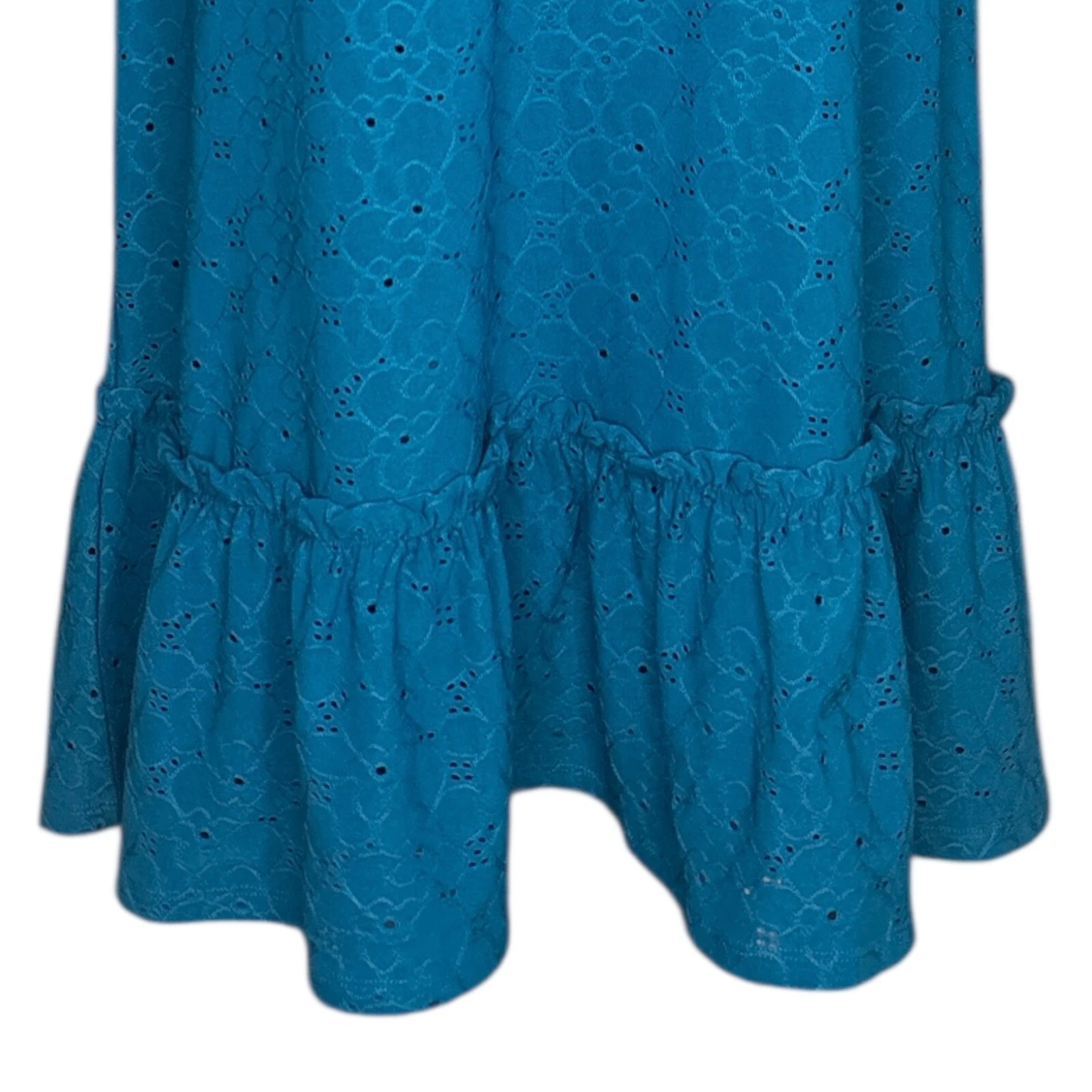 Abito smanicato Michael Kors blu occhielli orlo increspato XL boho resort estivo