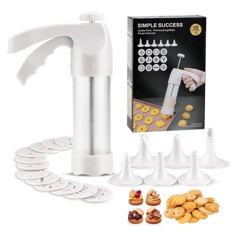 Cookie Press for Baking – Stainless Steel Spritz Cookie Maker with 12 Discs  