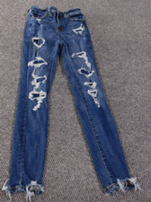 American Eagle Jeans Womens Size 00 short distressed high rise jegging dark