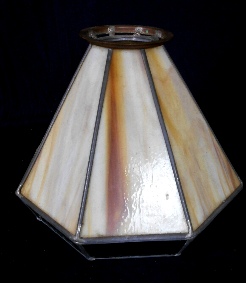 ANTIQUE VICTORIAN 8 SIDE SLAG GLASS LAMP SHADE | eBay