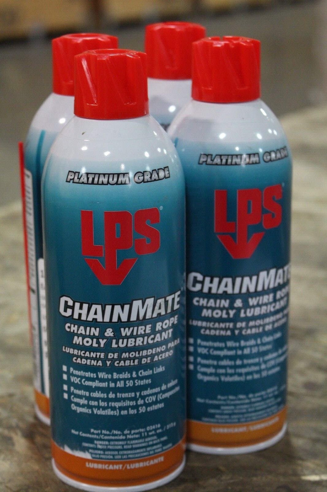 Lps 02416 Chain And Wire Rope Lubricant, Aerosol, 11 Oz. LOT OF 4 Cans