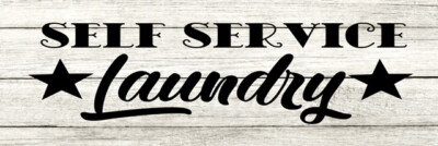 Self Service Laundry with Stars Chic White Farmhouse Wood Sign B3-06180028152