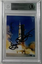 ROBERT CRIPPEN EUGENE KRANZ DUAL SIGNED PHOTOGRAPH ASTRONAUT AUTOGRAPH BAS BGS