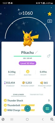  PVP BEASTS!   SHINY PIKACHU PINK AM TOP MAX W/2ND MV!  - PKMN GO - NON REG