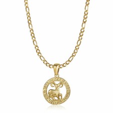 Gold Plated 12 Zodiac Sign Constellation Charm Pendant Figaro Necklace Unisex