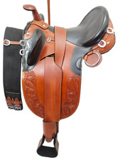 Australian Stock Leather Horse Tack Saddle With Horn  Full Accessories 12".