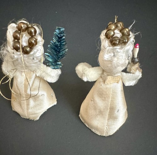 Vintage Antique Spun Cotton Angel Christmas Bottle Brush Tree Candle Putz Lot 2 - Picture 10 of 14