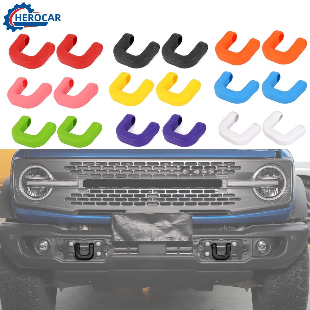 2Pcs Front Bumper Tow Hook Protective Cover Trim For 21+ Ford Bronco Accessories