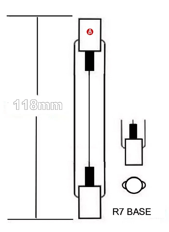 Linear Halogen Bulb 300W 110V 5 Tungsten R7S J78 118mm Long Tube NEW - Image 2 of 4