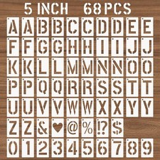 5 Inch Letter and Number Stencils, 68 Pcs Reusable Plastic Alphabet Spray Pai...