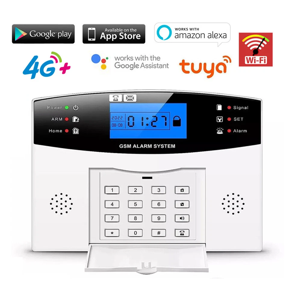 V70 Tuya APP WiFi+4G Wireless Kits Home Security Alarm System+Alexa+Google Home - Image 2 of 4