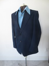Vtg 70s Blue Leisure Suit Mens 42 Jacket Coat,Shirt  38 32 Pants Bell Bottoms