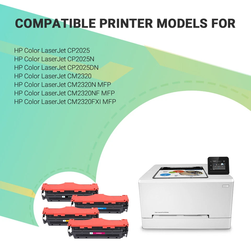 4 Pack CC530A-CC533A 304A Toner For HP Color LaserJet CP2025 CP2025n CM2320nf - Image 3 of 4