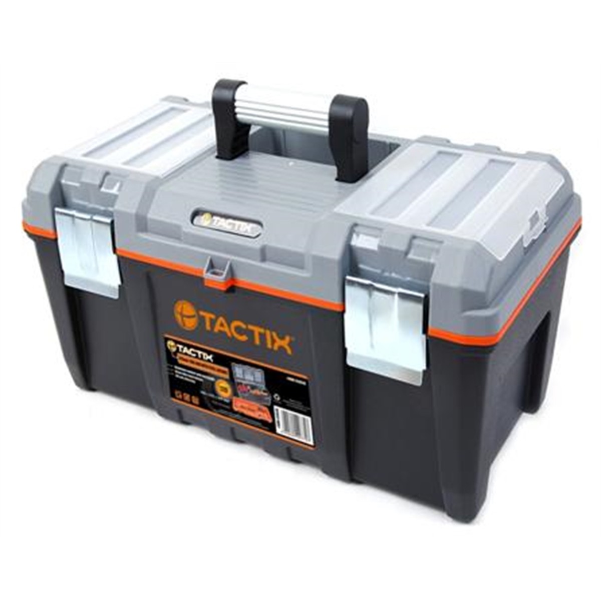 Tactix TOOL BOX w Lift Out Carry Tray, Aluminium Handle to Store