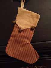 Primitive Style Small Red Stripe Stocking with Jingle Bells ~ Home Decor
