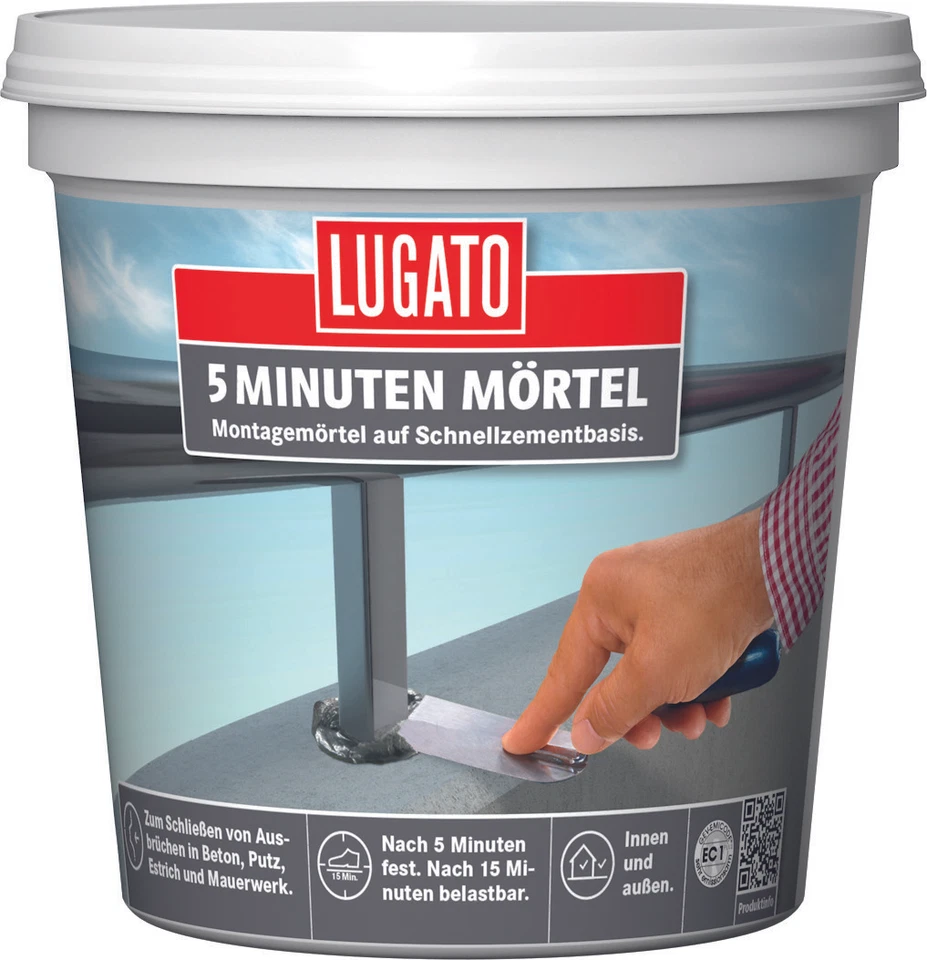 Lugato 5 Minuten Mörtel 1 kg Schnellzement Blitzzement Blitzmörtel Montagemörtel