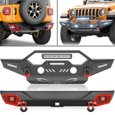 Front Or Rear Bumper With D-rings & LED Lights For 18-2025 Jeep Wrangler JL JLU