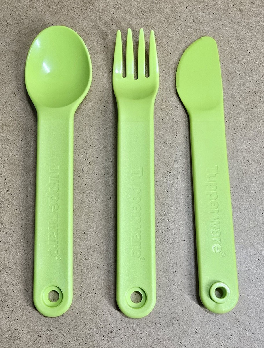 Tupperware Snap Together Knife, Fork & Spoon Cutlery 3 Piece Set