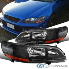 Fits 1998-2002 Honda Accord 24dr Black Headlights Head Lamps Leftright 98-02
