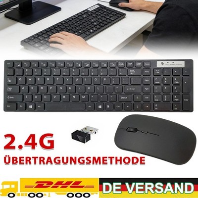 Kabellos QWERTY Tastatur und Maus Set PC Computer USB Wireless Keyboard DHL