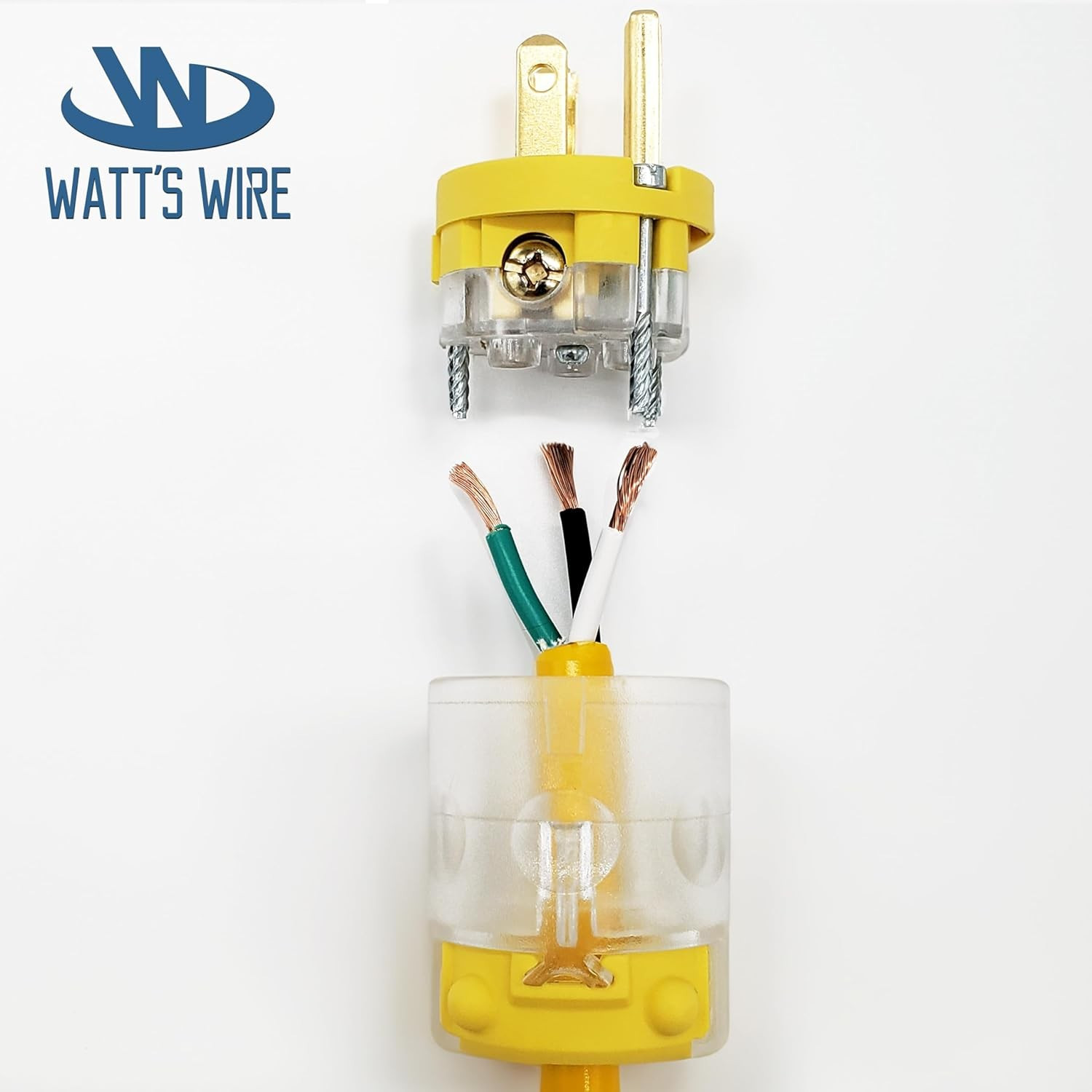 Extension Cord Ends Male and Female 1 Set, 15 Amp 125 Volt NEMA 5-15 Yellow