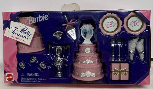 Vintage 1996 Barbie Pretty Treasures Wedding Set Cake # 14982 New In Sealed Box