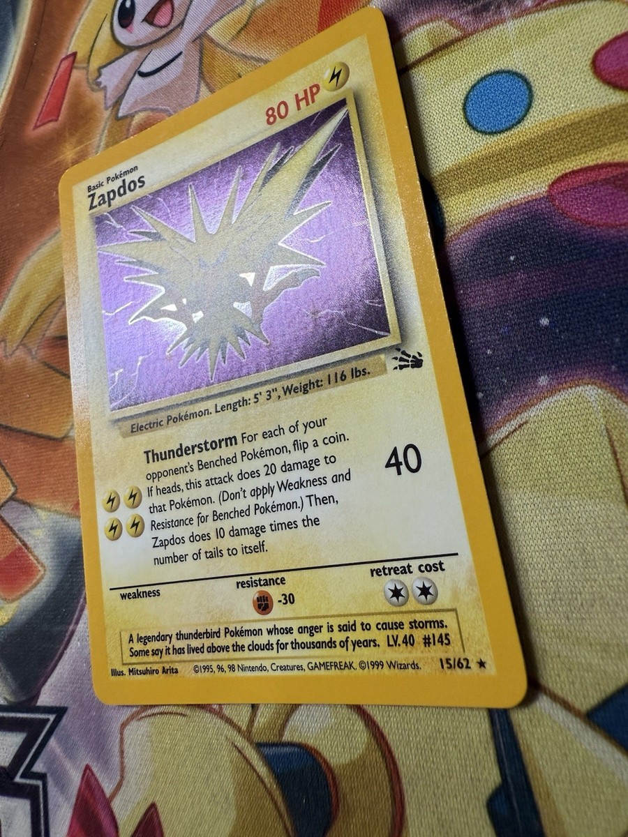 Zapdos 15/62 Fossil Holo Rare WOTC Vintage Pokémon Card 1999-2000
