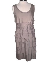 Alfani 8 Gray Sleeveless Tiered Ruffle Dress  Cotton/Spandex Blend Pullover