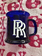 Vintage Rolls Royce RR Colbalt Blue Glass Coffee Mug Rare Made in USA