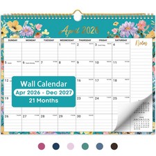Calendar 2026-2027, Monthly Wall New Apr 2026 Dec 2027 , a-Floral