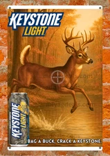 Keystone Light Beer Deer Hunting Metal Sign Poster – Wall Bar Pub Beer Read Des