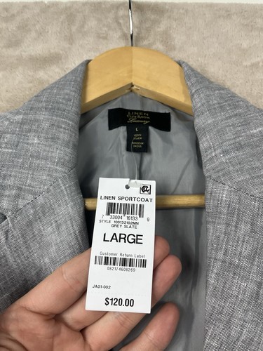 Club Room Luxury 100% Linen Grey Slate Sportcoat Blazer Men’s Large Business - Picture 6 of 14