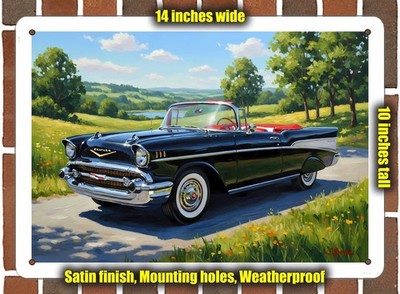 Metal Sign - 1957 Chevrolet Bel Air 8 Oil Painting - 14x10