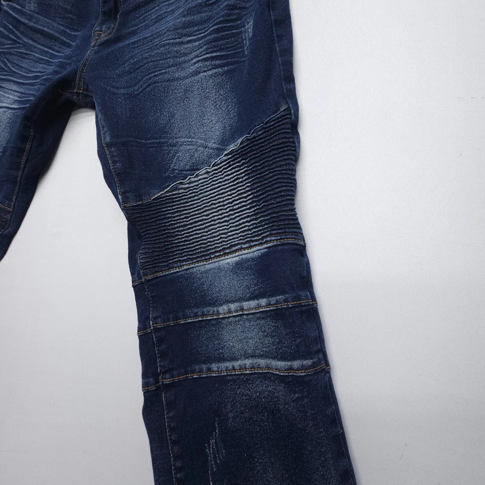 Xray Jeans Mens 34 x 30 Moto Biker Slim Dark Wash Blue Stretch Y2K 2000s - Image 4 of 4