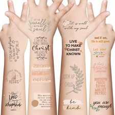 10 Sheets Christian Temporary Tattoo Stickers Bible Verse Inspirational Designs