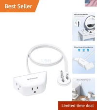 Space-Saving 1.5ft Extension Cord with 3 Outlets - Ideal for Kitchens & Offices