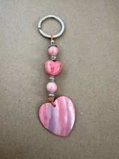 BELLISSIMO PORTACHIAVI CON PERLA A CUORE NUOVO lunghezza 14 cm