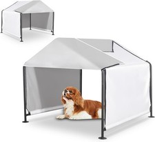 Dog Shade Shelter Outdoor House with Upgraded Door Weatherproof White